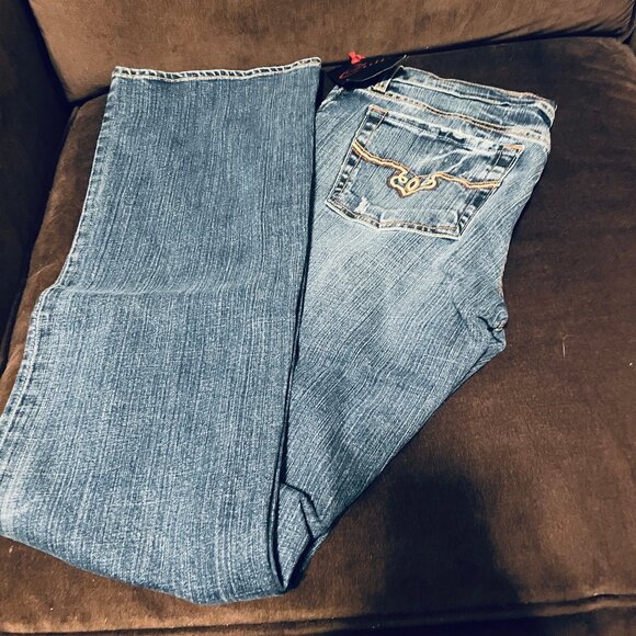 NEW w Tags Blue Cult Womens Denim Jeans Bootcut Dark Wash Y2K Vintage 31 Kate - Picture 1 of 8